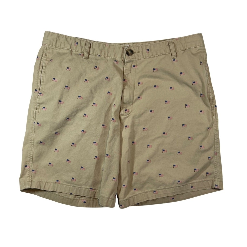 Saddlebred‎ USA American Flag Chino Shorts Mens 36W Tan Patriotic Preppy Summer